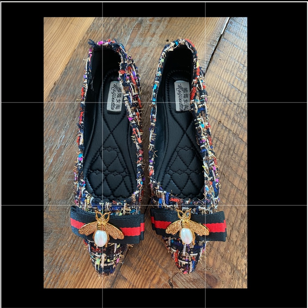 Tweed ballet flat